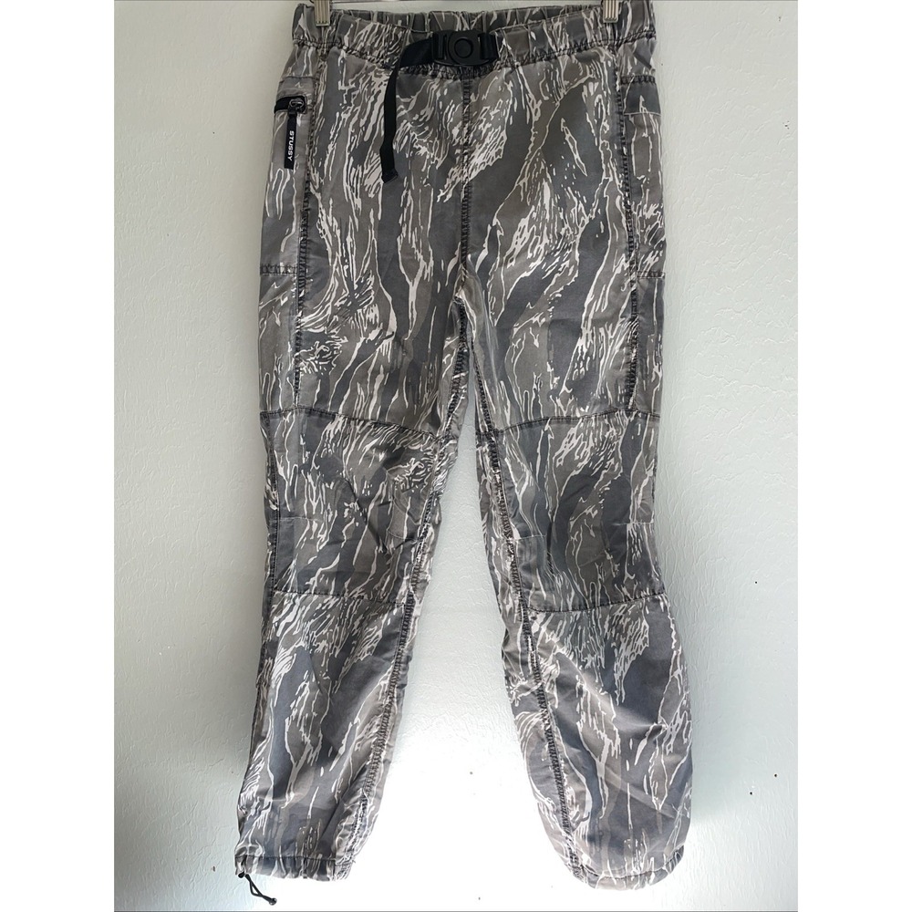 Stussy Highland Pant Tiger Camo Print Built In‎ Web Belt Drawcord Hem Utility S